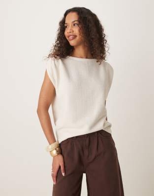 Asos Design Textured Sleeveless Tank Top In White