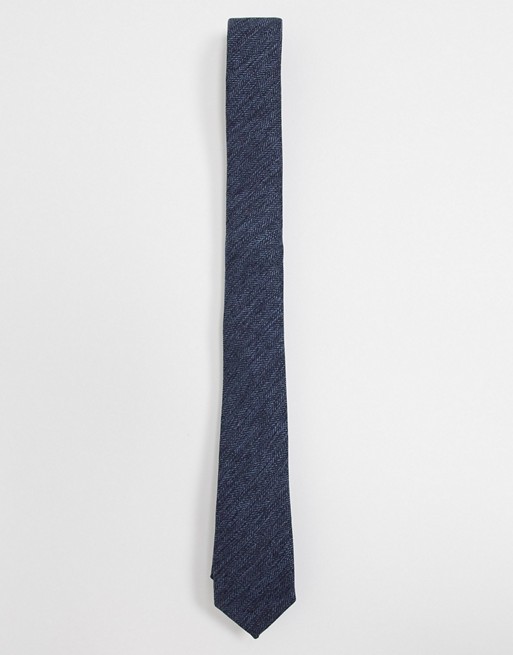 ASOS DESIGN textured slim tie in blue