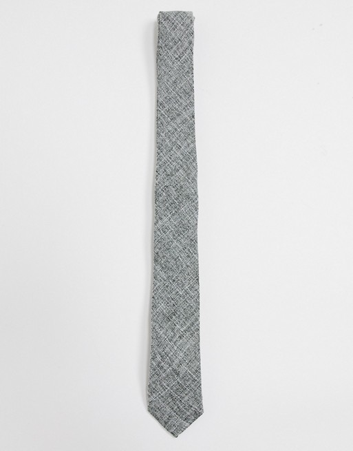 ASOS DESIGN textured slim tie in grey