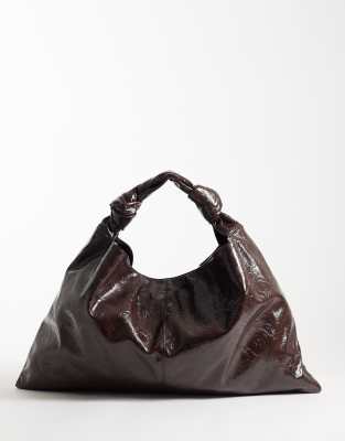 Asos Design Textured Slouchy Jumbo Tote Bag In Brown