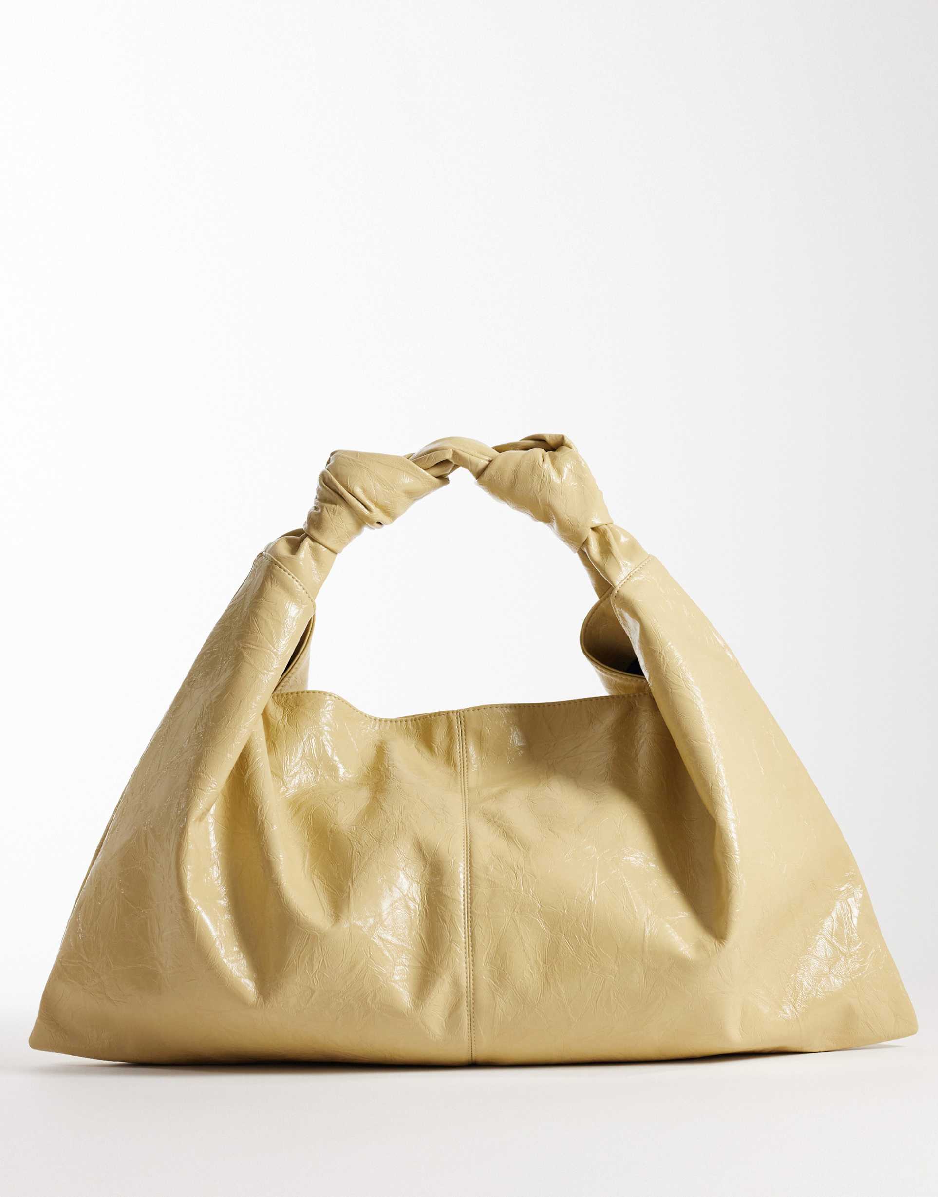 asos design textured slouchy jumbo tote in buttermilk