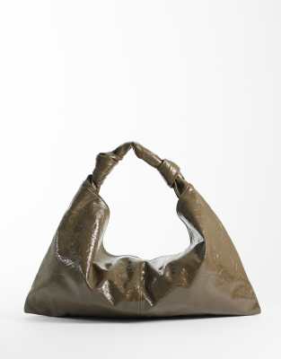Asos Design Textured Slouchy Tote Bag In Green