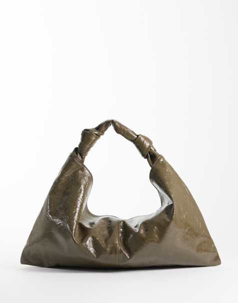 ASOS DESIGN textured slouchy tote bag in khaki - view 1