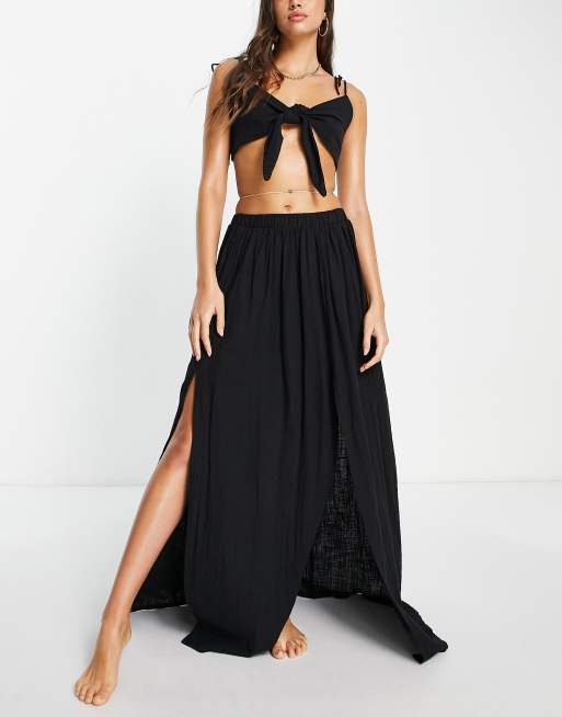 Black maxi beach store skirt