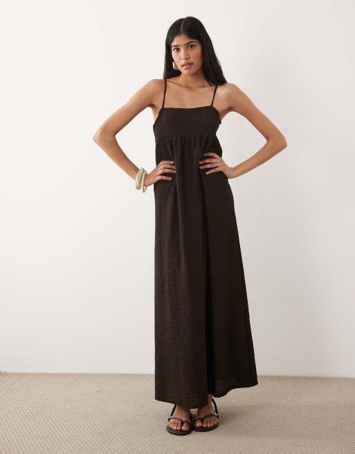 textured brown dress Earth Mother Textured Knit Exposed-Seam Midi Dress Oatmeal / L main image 0