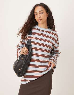Asos Design Textured Stripe Wide Sleeve T-shirt In Multi
