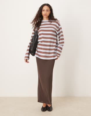 Asos Design Textured Stripe Wide Sleeve T-shirt In Multi