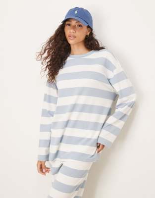 Asos Design Textured Stripe Wide Sleeve T-shirt In Multi