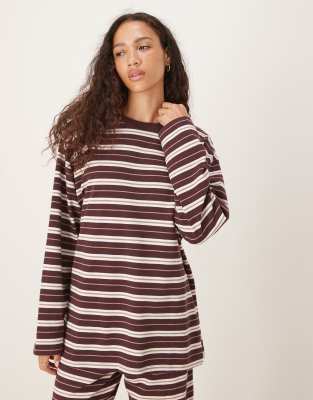 Asos Design Textured Stripe Wide Sleeve T-shirt In Multi