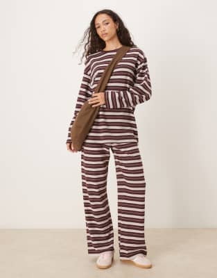 Asos Design Textured Stripe Wide Sleeve T-shirt In Multi