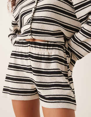 Asos Design Textured Striped Mini Shorts In Multi