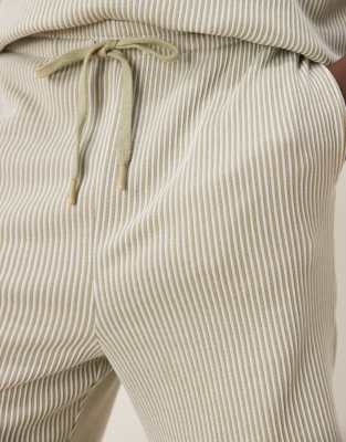 Asos Design Textured Striped Shorts In Gray