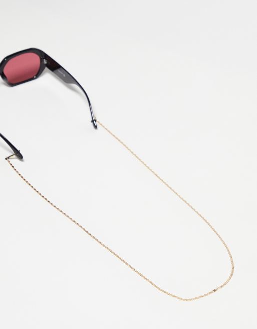 ASOS DESIGN textured sunglasses chain in gold tone