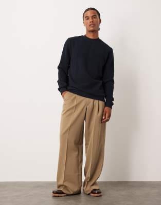 Asos Design Textured Sweatshirt In Black