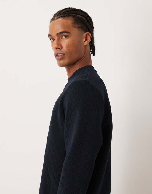 ASOS DESIGN textured sweatshirt in navy, 4 of 5