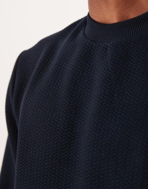 ASOS DESIGN textured sweatshirt in navy, 5 of 5