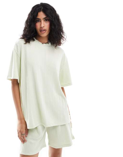 FhyzicsShops DESIGN textured t-shirt co-ord in green