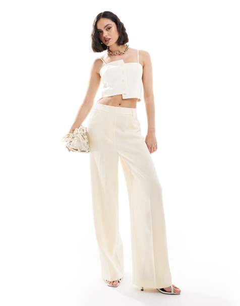 ASOS DESIGN textured tailored pants in cream - view 1