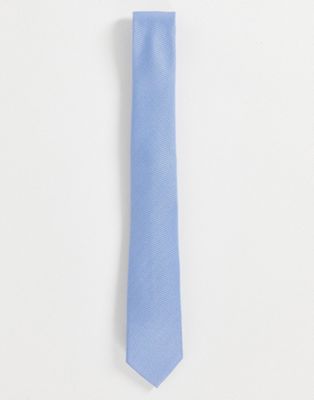 ASOS DESIGN textured tie in blue-Blues