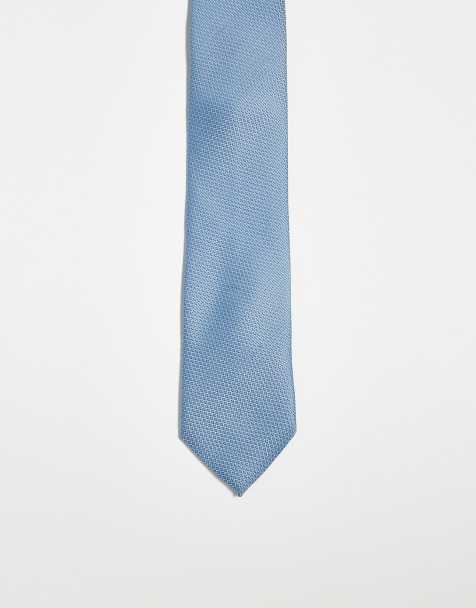 ASOS DESIGN textured tie in blue - view 1