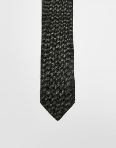 ASOS DESIGN textured tie in dark green - view 1