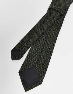 Asos Design Textured Tie In Green
