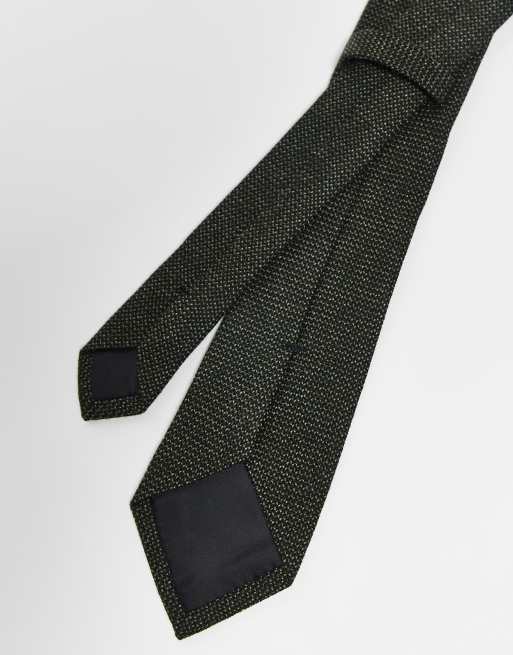 ASOS DESIGN textured tie in dark green