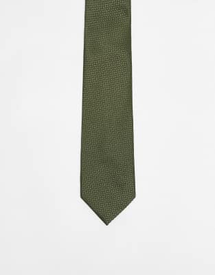 textured tie in khaki-Green