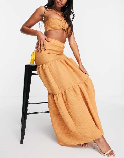 Tiered maxi 2025 skirt orange