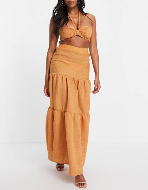 Burnt orange maxi skirt best sale