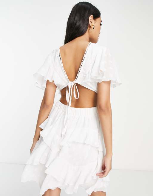 asos white tiered dress