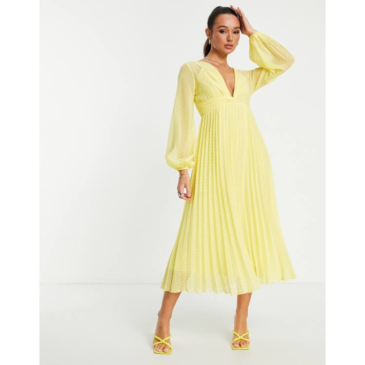 Zara pleated dress clearance yellow