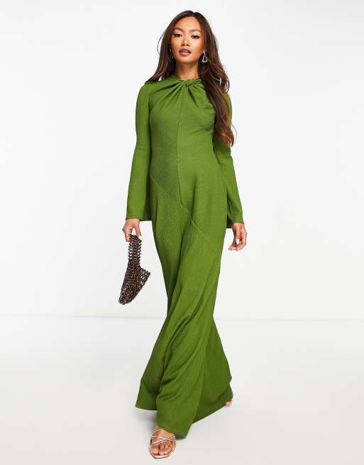 Flared dress with a neckline, SUK147 green