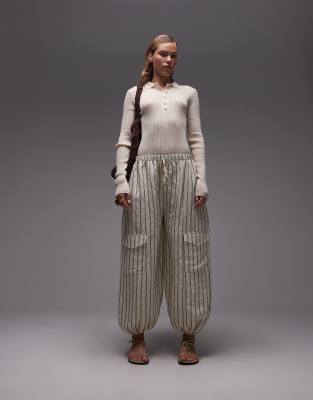 Asos Design Textured Utility Pocket Balloon Pants In Gray