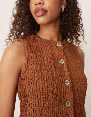 Asos Design Textured Vest Top In Green