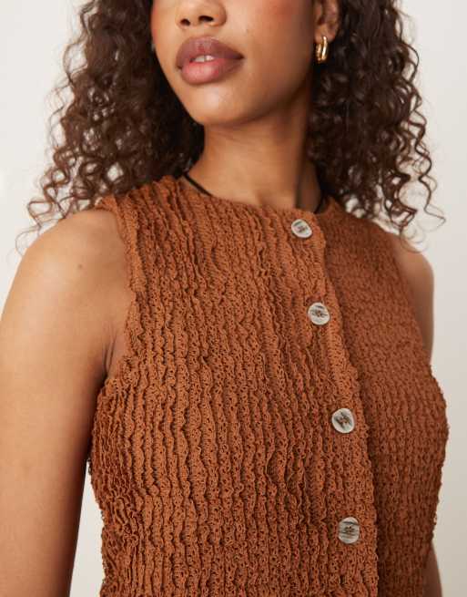 ASOS DESIGN textured vest top in brown - part of a set, 2 of 4