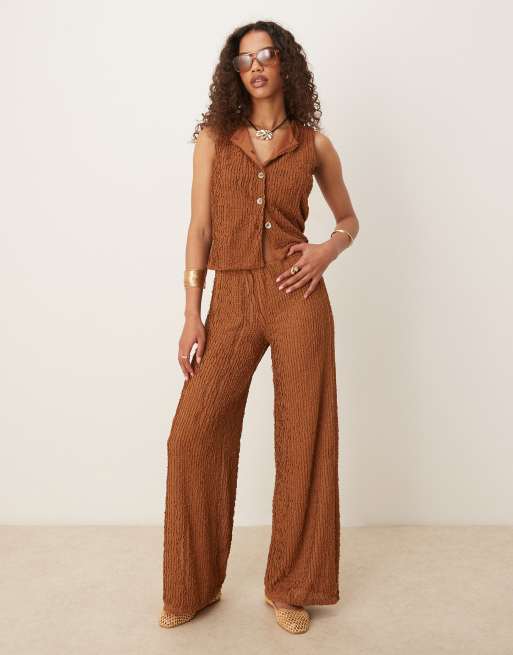 ASOS DESIGN textured vest top in brown - part of a set, 4 of 4