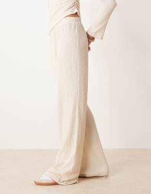 Asos Design Textured Wide Leg Pants In White