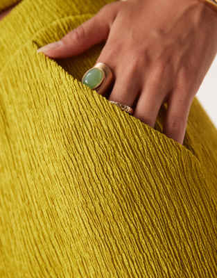 Asos Design Textured Wide Leg Pants In Yellow