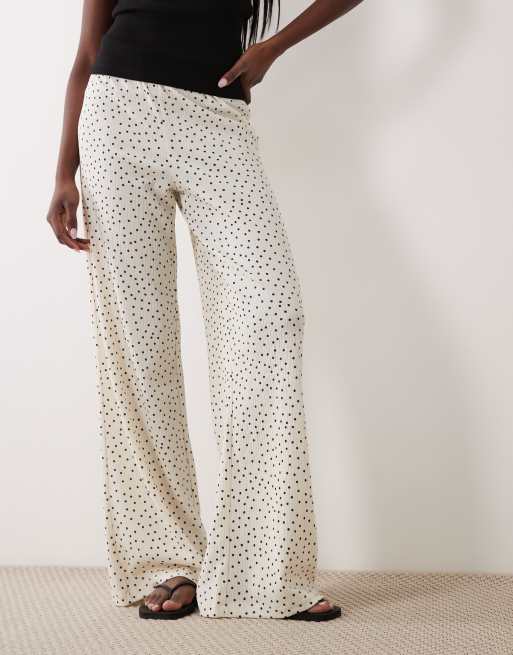 ASOS DESIGN textured wide leg pants in large buttermilk polka dot print, 2 of 5