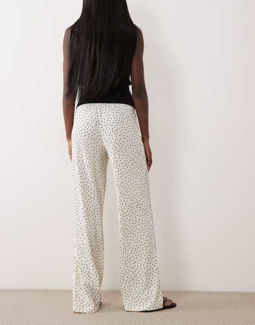 ASOS DESIGN textured wide leg pants in large buttermilk polka dot print, 5 of 5