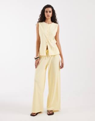 ASOS DESIGN textured wide leg trouser co-ord in buttermilk