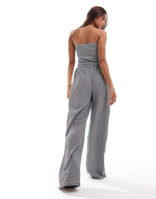 ASOS DESIGN textured wide leg trouser co-ord in mono gingham print, 5 of 5