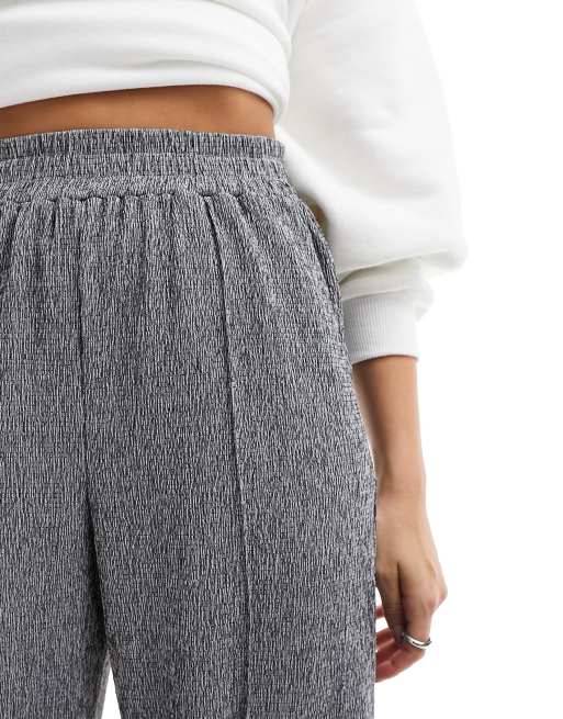 ASOS DESIGN textured wide leg trouser in grey