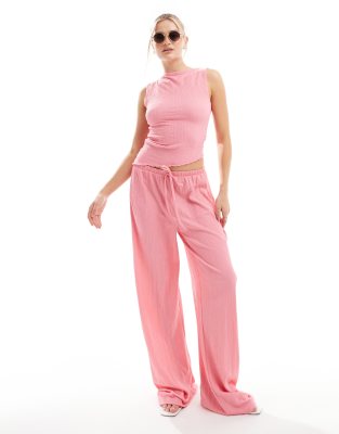 ASOS DESIGN ASOS DESIGN textured wide leg trousers co ord in pink