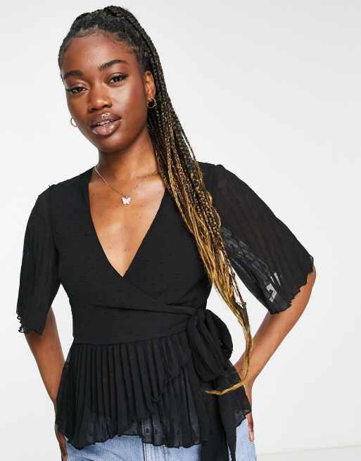 ASOS Pleated Plunge Neck Top