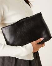 ASOS DESIGN loop through clutch bag in black and cream stripes