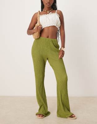 ASOS DESIGN - Texturierte Schlaghose in Grün