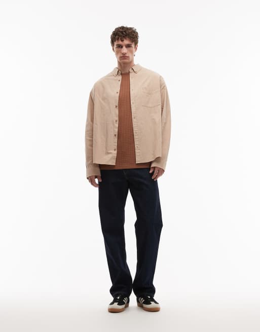 ASOS DESIGN – Texturiertes Oversize-Hemd in Beige, 2 von 5