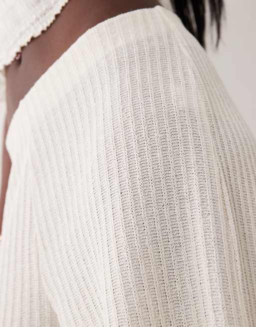 ASOS DESIGN – Texturstickade byxor med vida ben, 4 av 5
